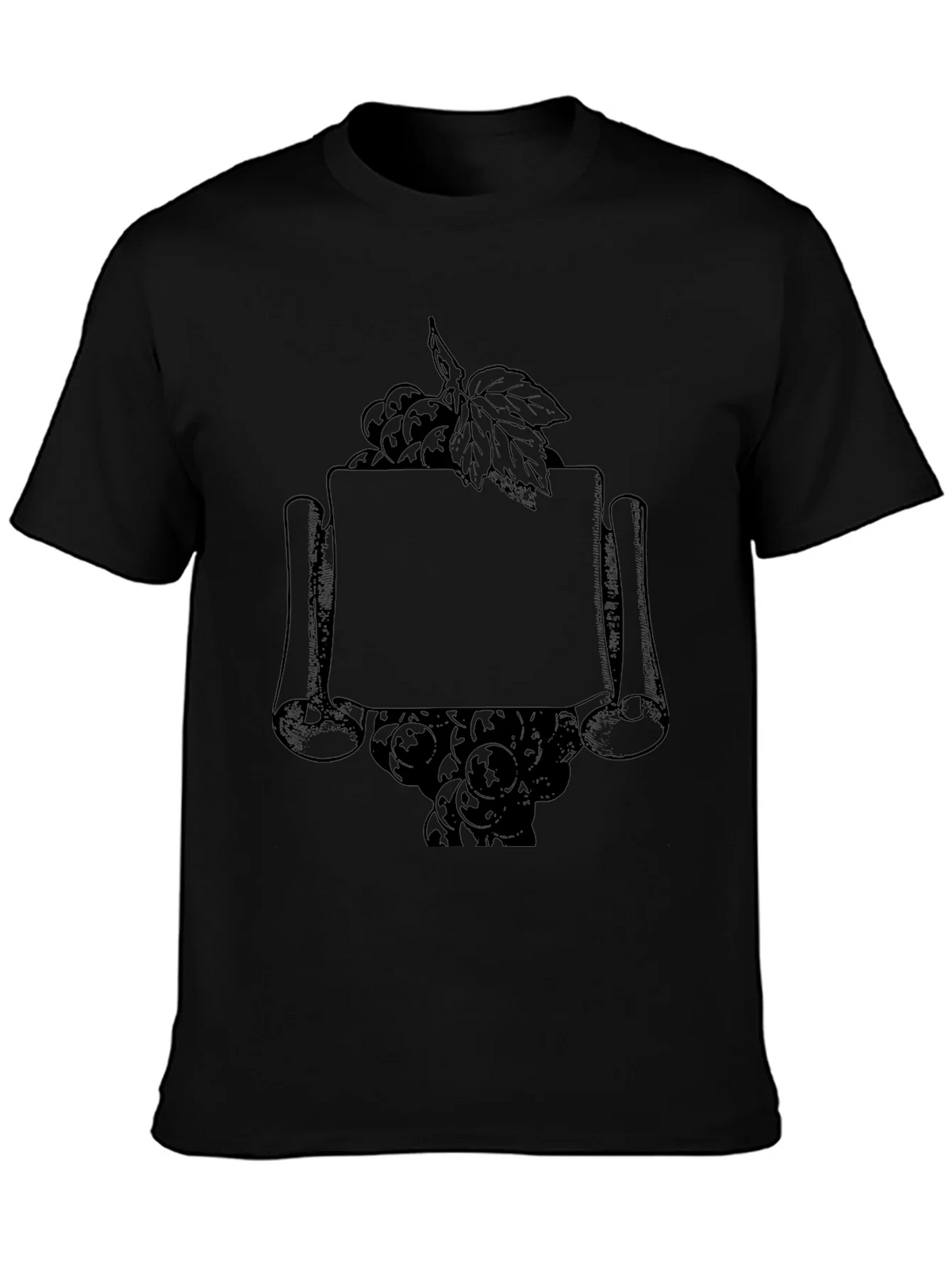 Vintage Grape Scroll Mens Black T-Shirt product image 3