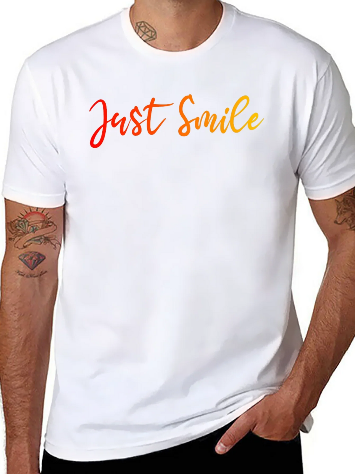 Just Smile Graphic Tee - Stylish & Comfortable Black T-Shirt product image 5