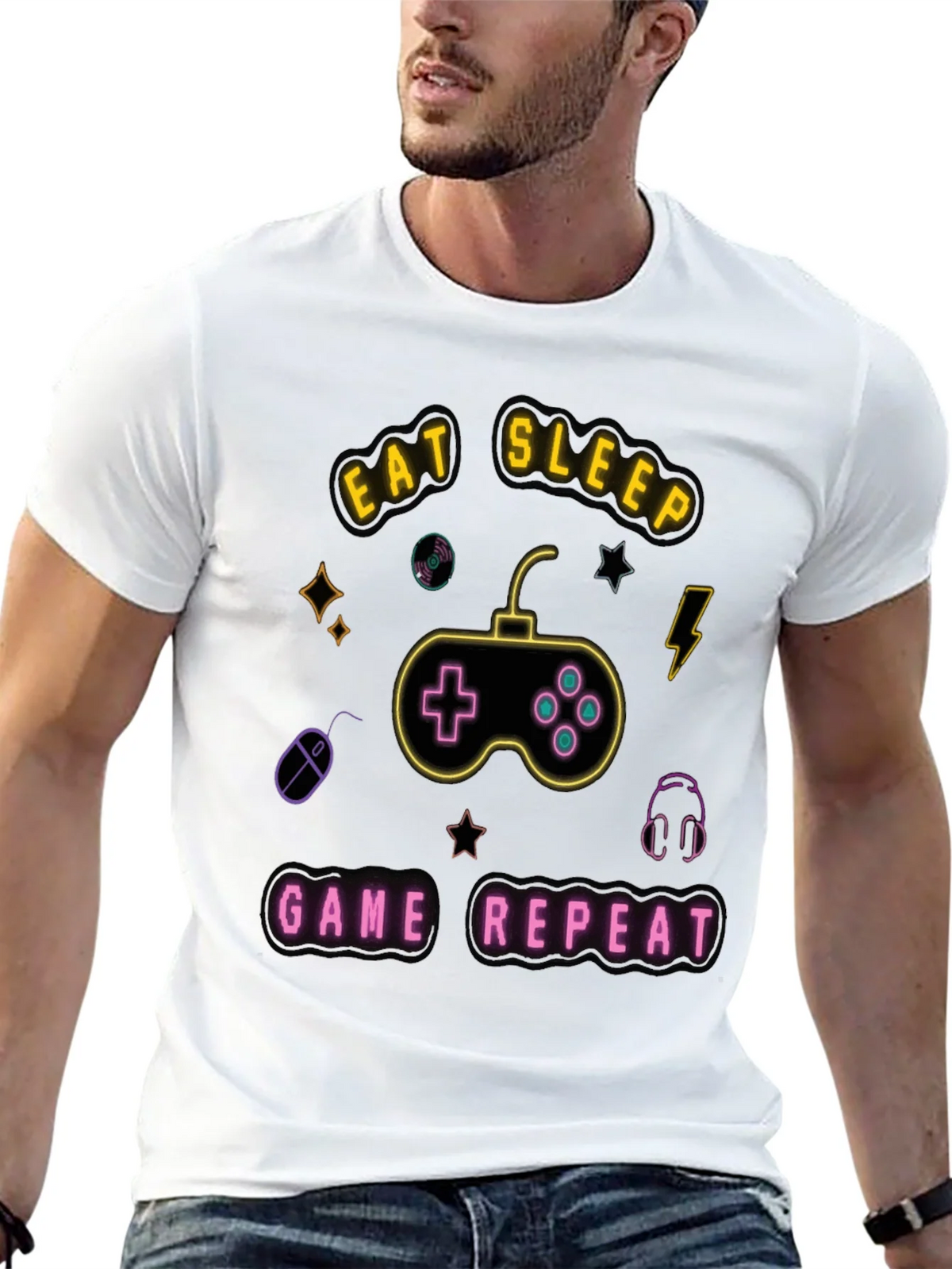Eat Sleep Game Repeat T-Shirt - Gamer Graphic Tee product image 5