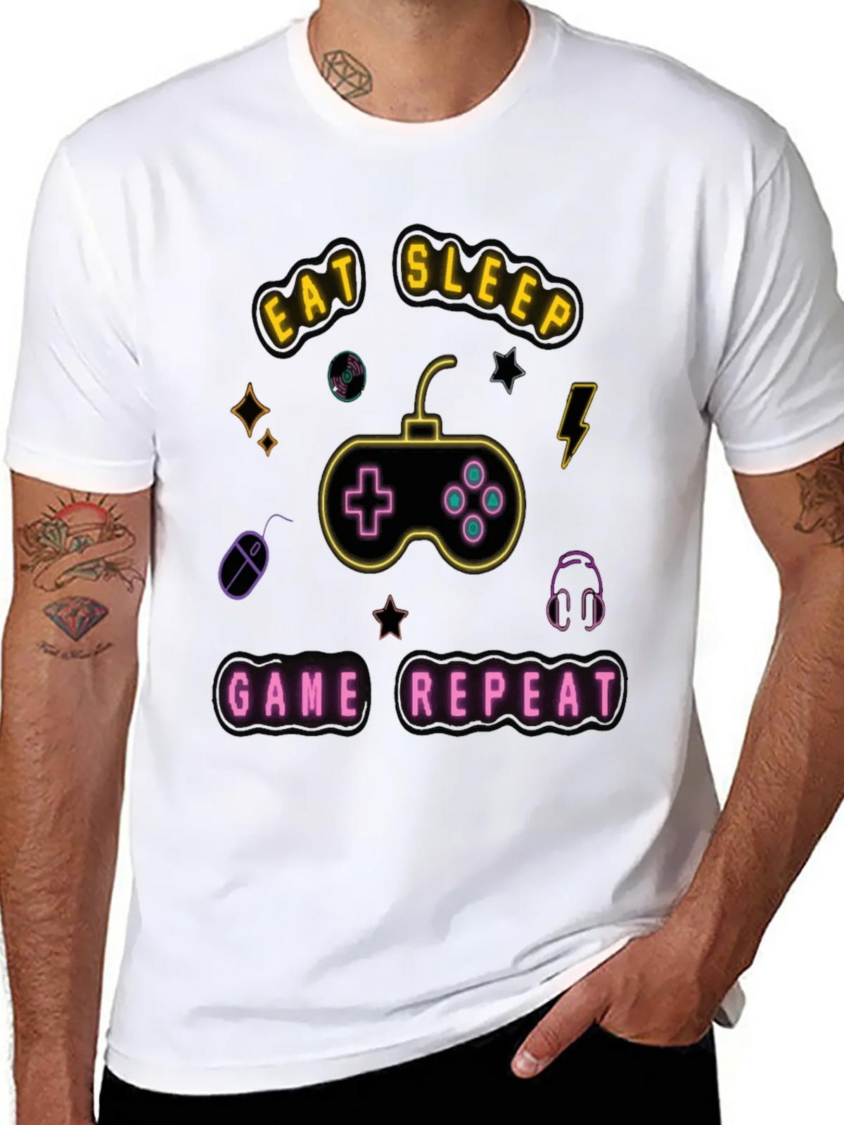 Eat Sleep Game Repeat T-Shirt - Gamer Graphic Tee product image 3