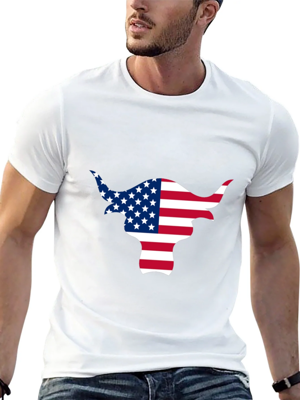 American Flag Bull Graphic Black Tee product image 12