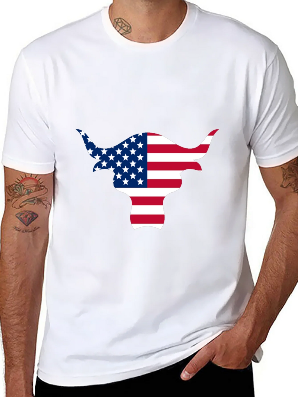 American Flag Bull Graphic Black Tee product image 7
