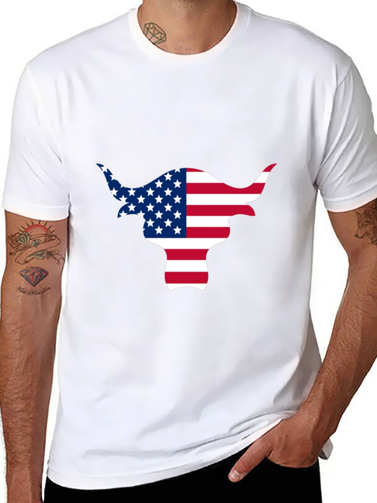 American Flag Bull Graphic Black Tee product image 7