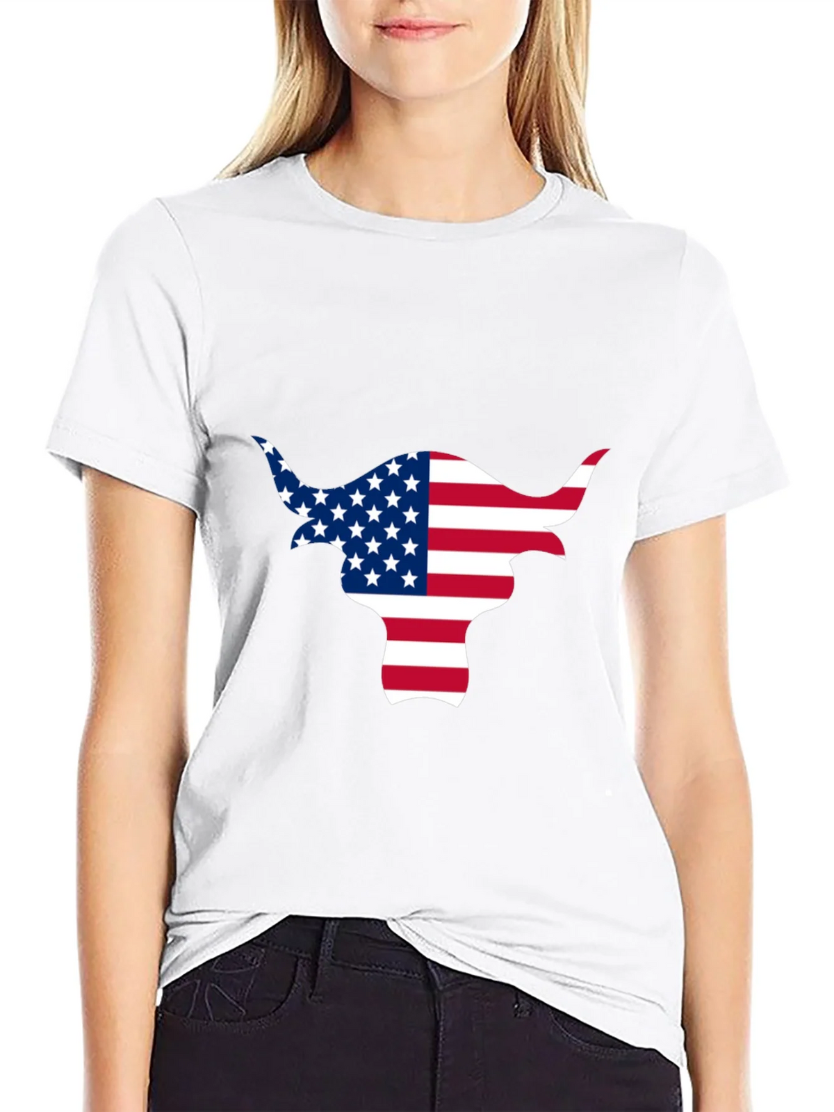 American Flag Bull Graphic Black Tee product image 8
