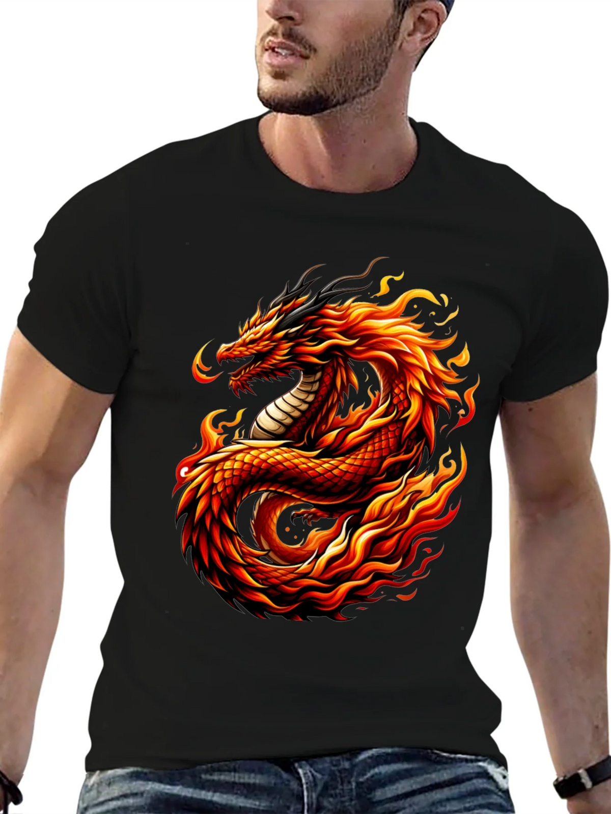 Fiery Dragon Graphic Tee - Mens Black T-Shirt product image 6
