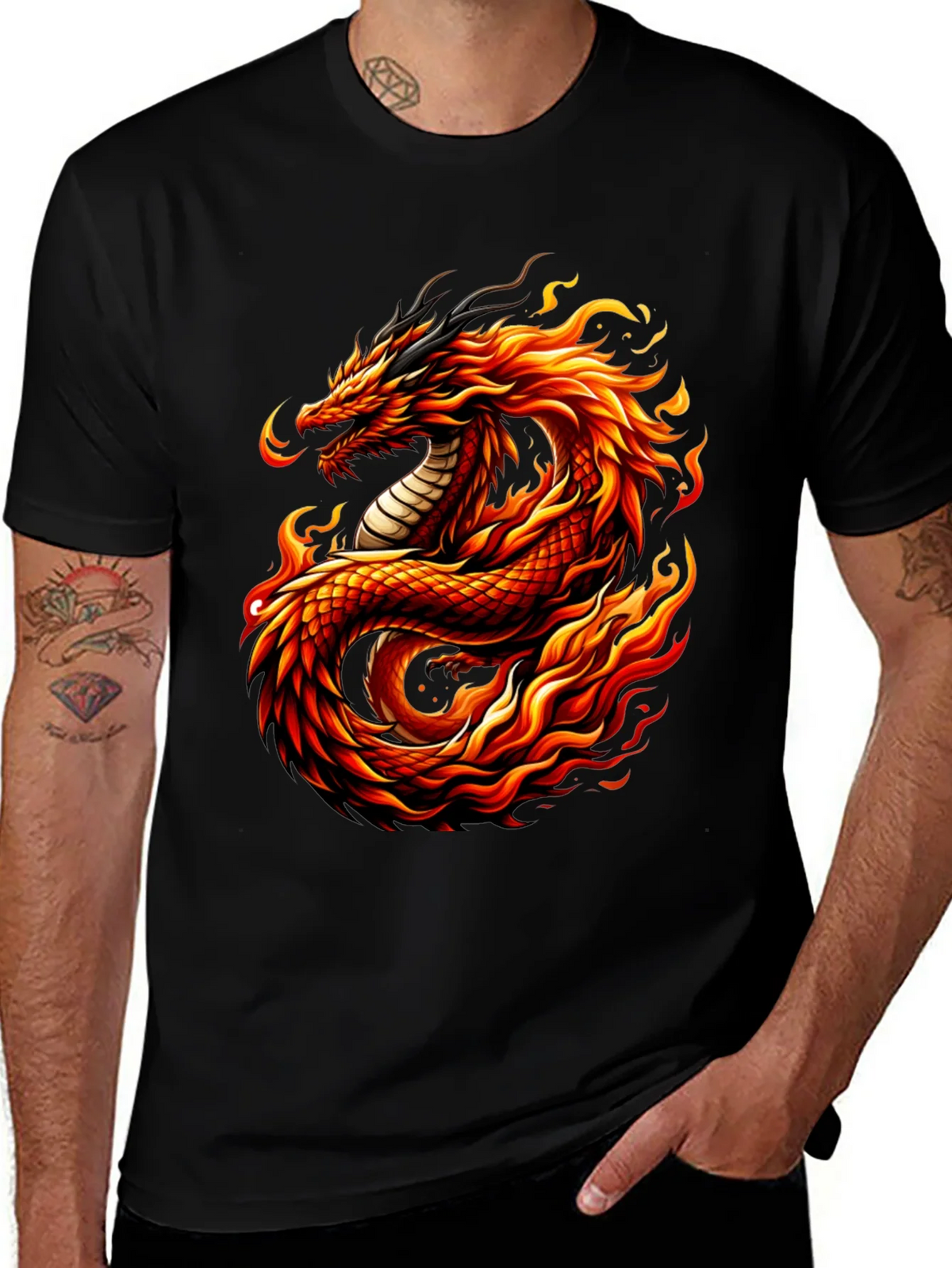 Fiery Dragon Graphic Tee - Mens Black T-Shirt product image 1