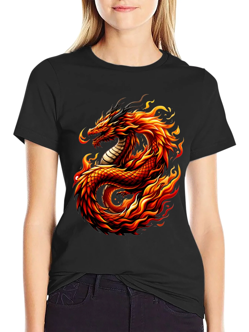 Fiery Dragon Graphic Tee - Mens Black T-Shirt product image 2