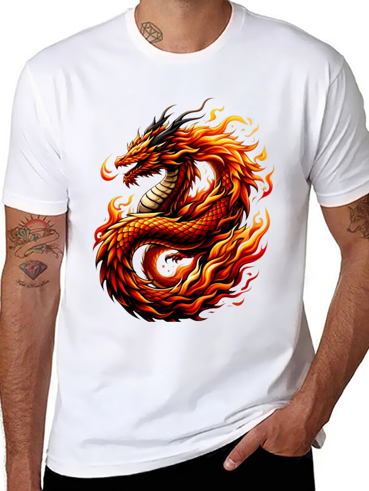 Fiery Dragon Graphic Tee - Mens Black T-Shirt product image 7