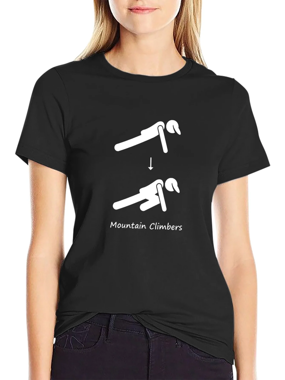 Mountain Climbers Exercise Black T-Shirt product image 2
