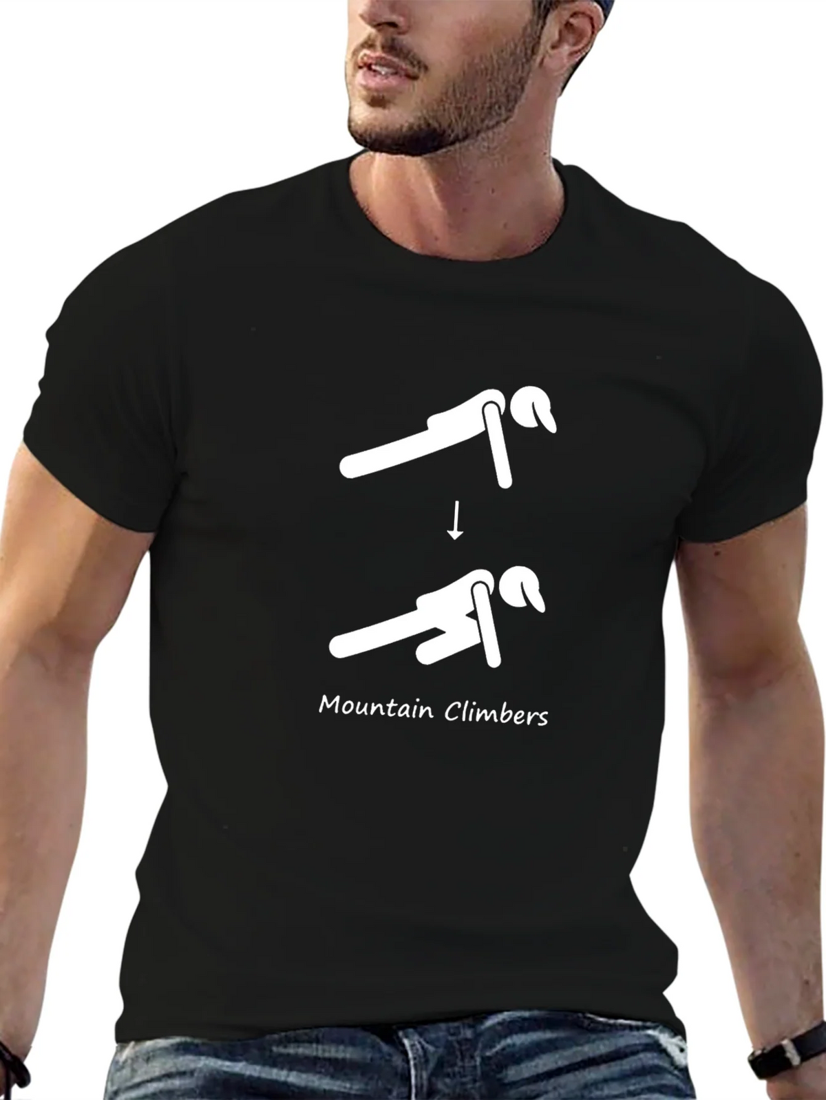 Mountain Climbers Exercise Black T-Shirt product image 6