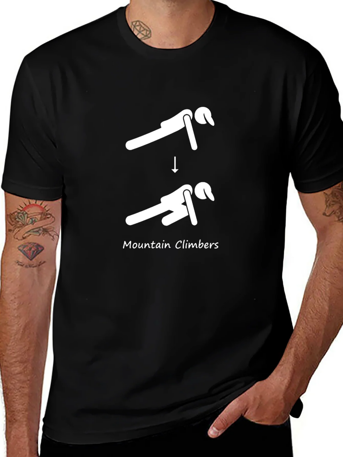 Mountain Climbers Exercise Black T-Shirt product image 1