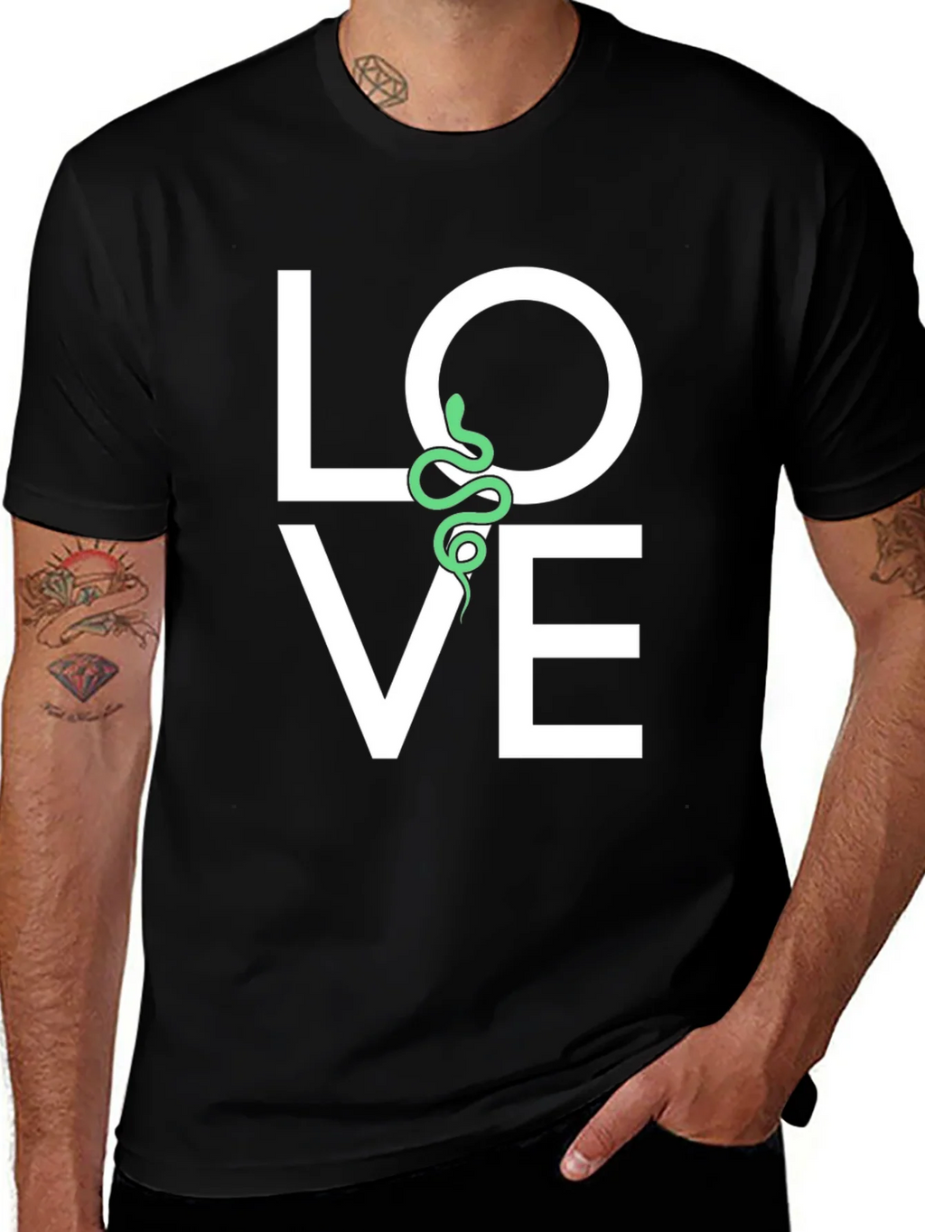 Love Snake Graphic Tee - Black Cotton T-Shirt product image 1
