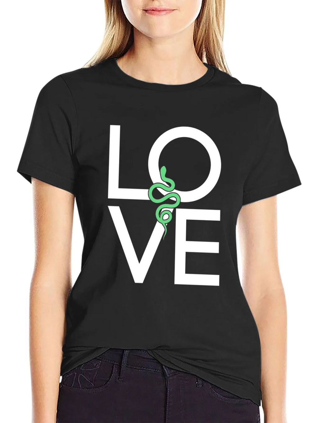 Love Snake Graphic Tee - Black Cotton T-Shirt product image 2