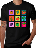 Vibrant Vegetable & Fruit Graphic Print T-Shirt product image 1