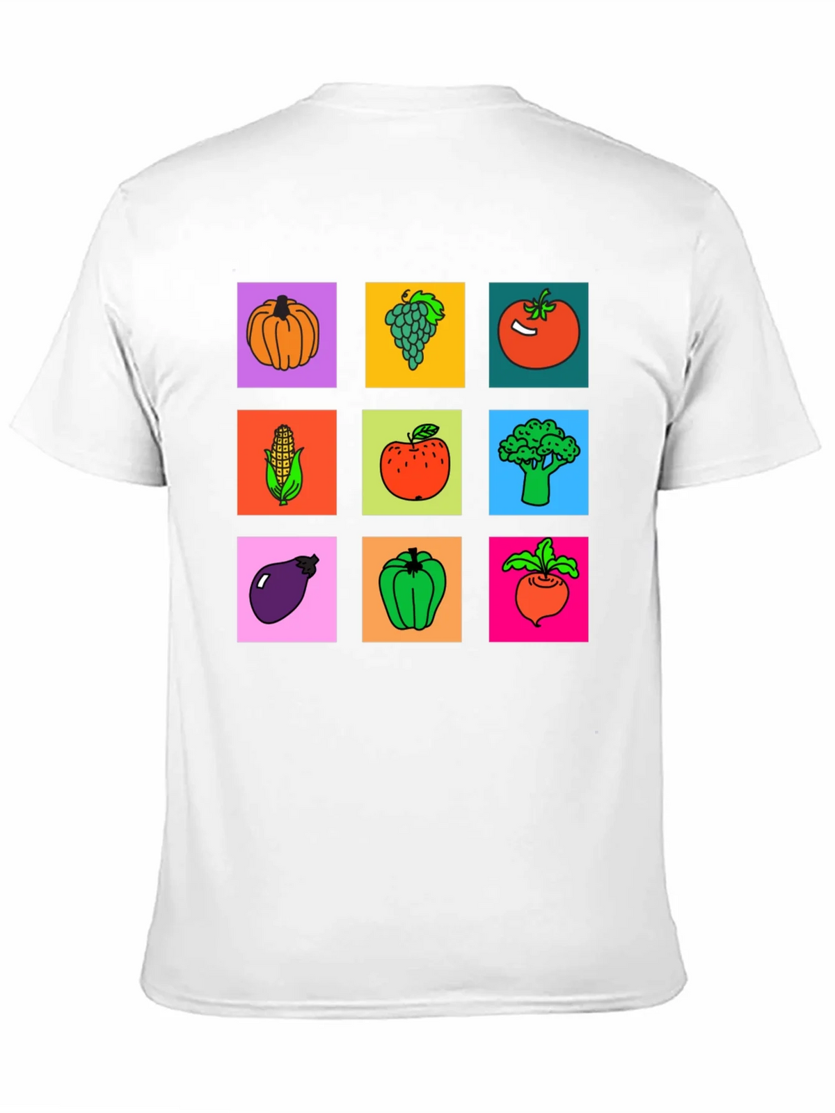 Vibrant Vegetable & Fruit Graphic Print T-Shirt product image 4