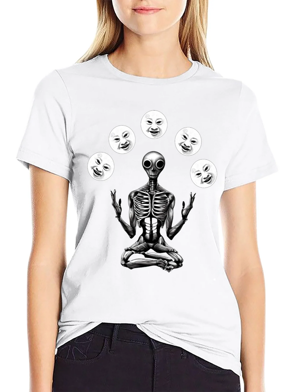 Alien Juggling Moon Faces Graphic T-Shirt product image 8