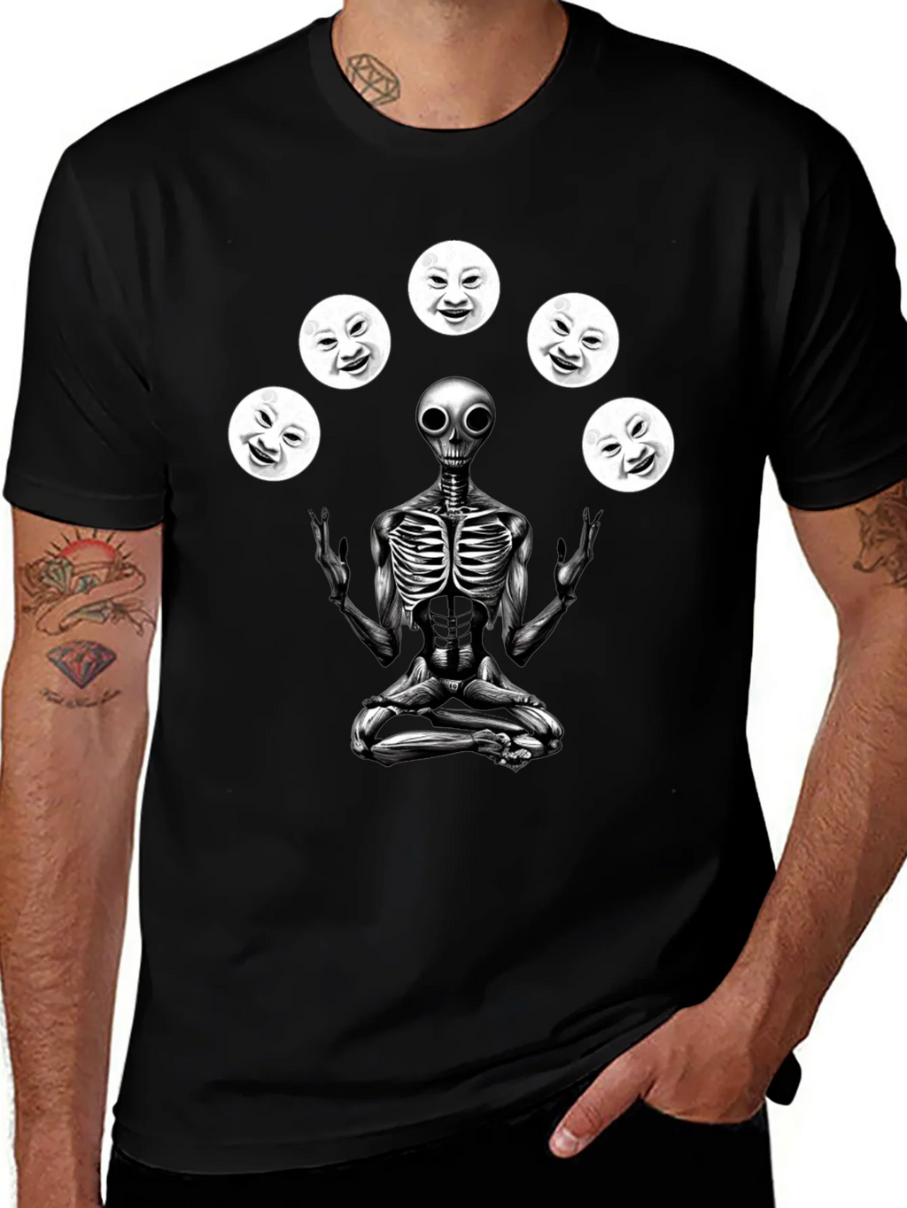 Alien Juggling Moon Faces Graphic T-Shirt product image 1