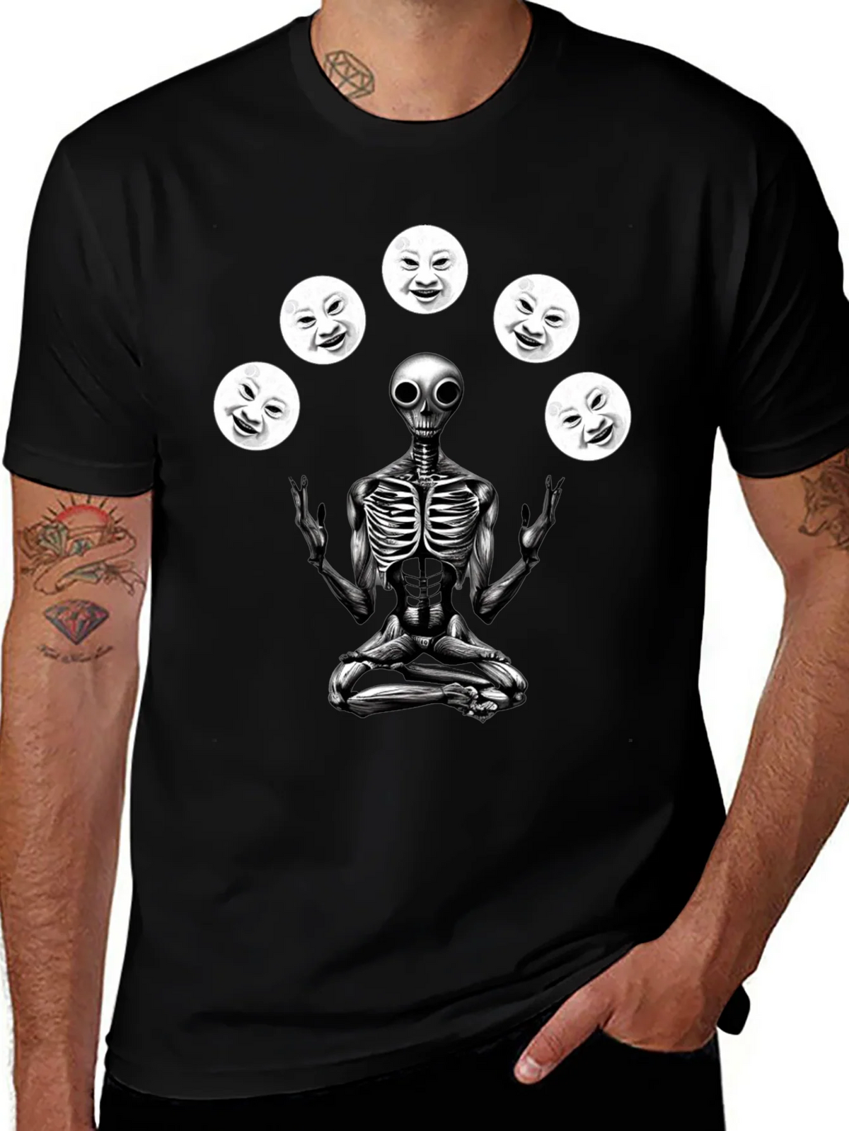 Alien Juggling Moon Faces Graphic T-Shirt product image 1