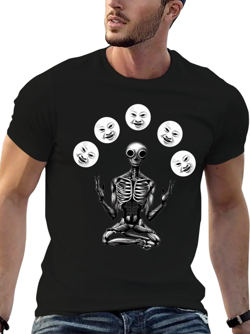 Alien Juggling Moon Faces Graphic T-Shirt product image 6