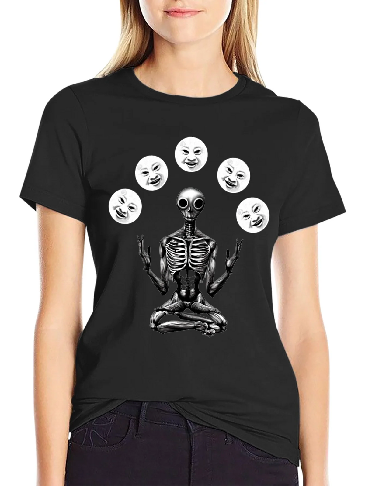 Alien Juggling Moon Faces Graphic T-Shirt product image 2