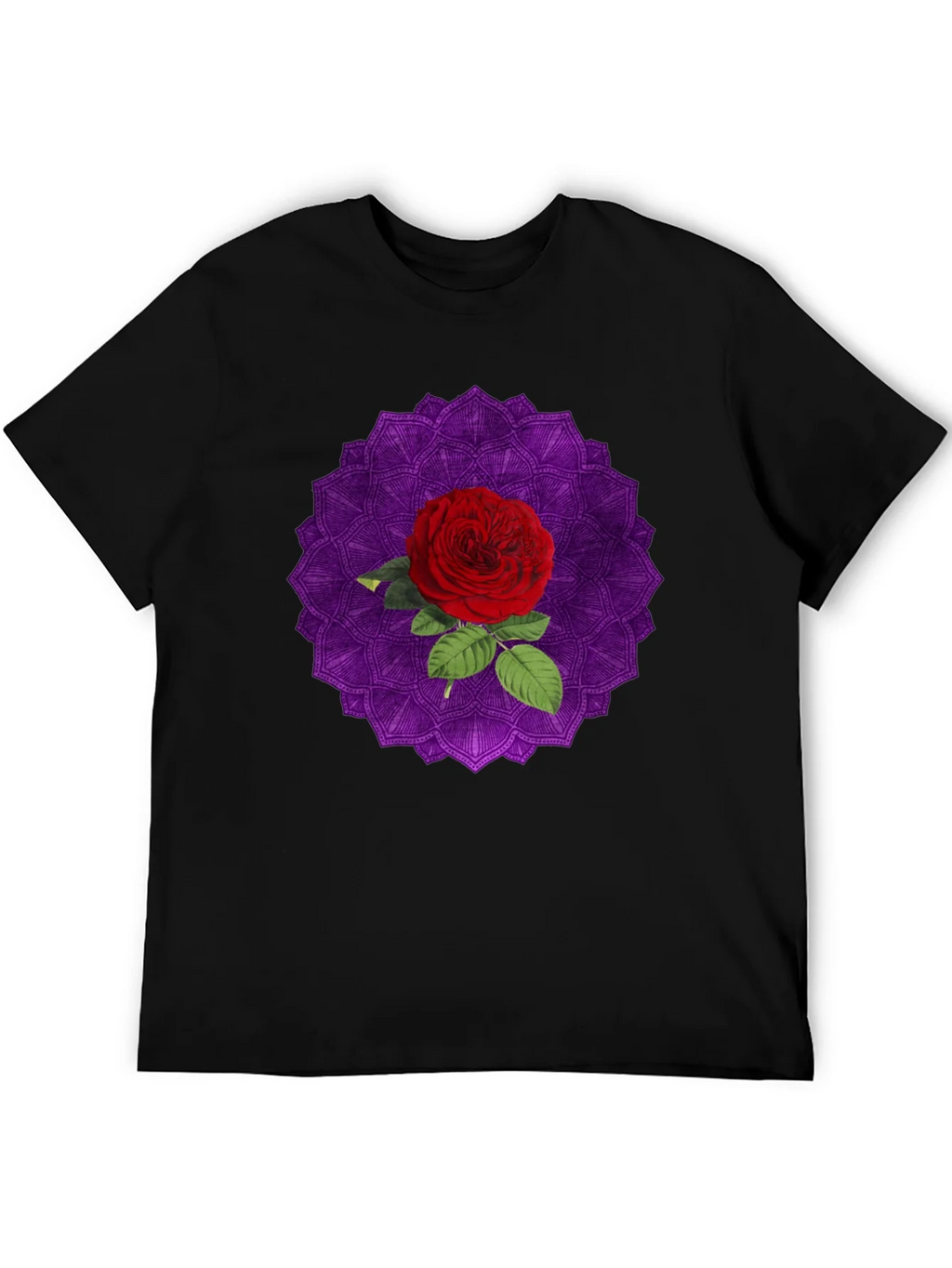 Rose Mandala Graphic Black T-Shirt product image 5