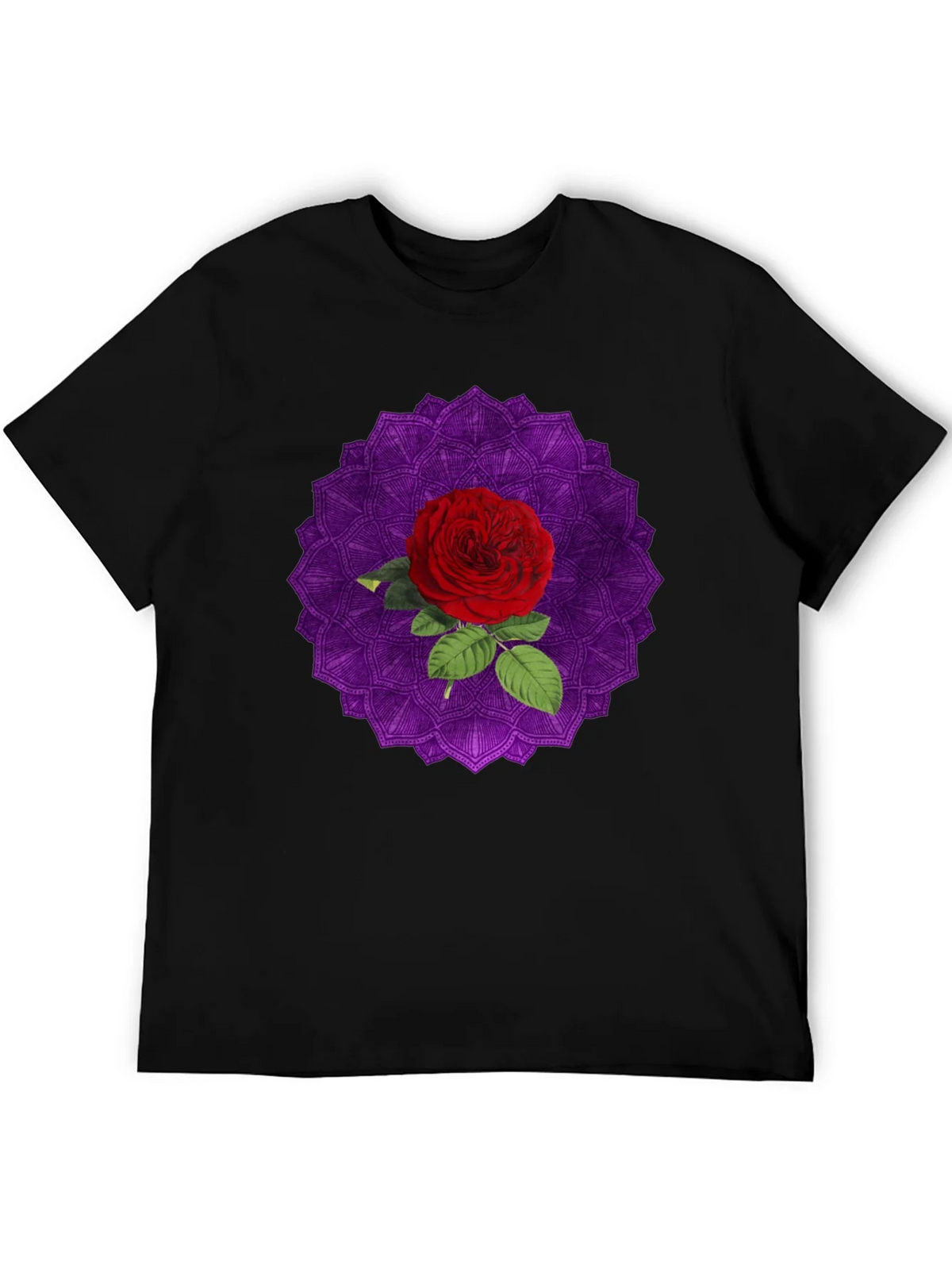 Rose Mandala Graphic Black T-Shirt product image 5