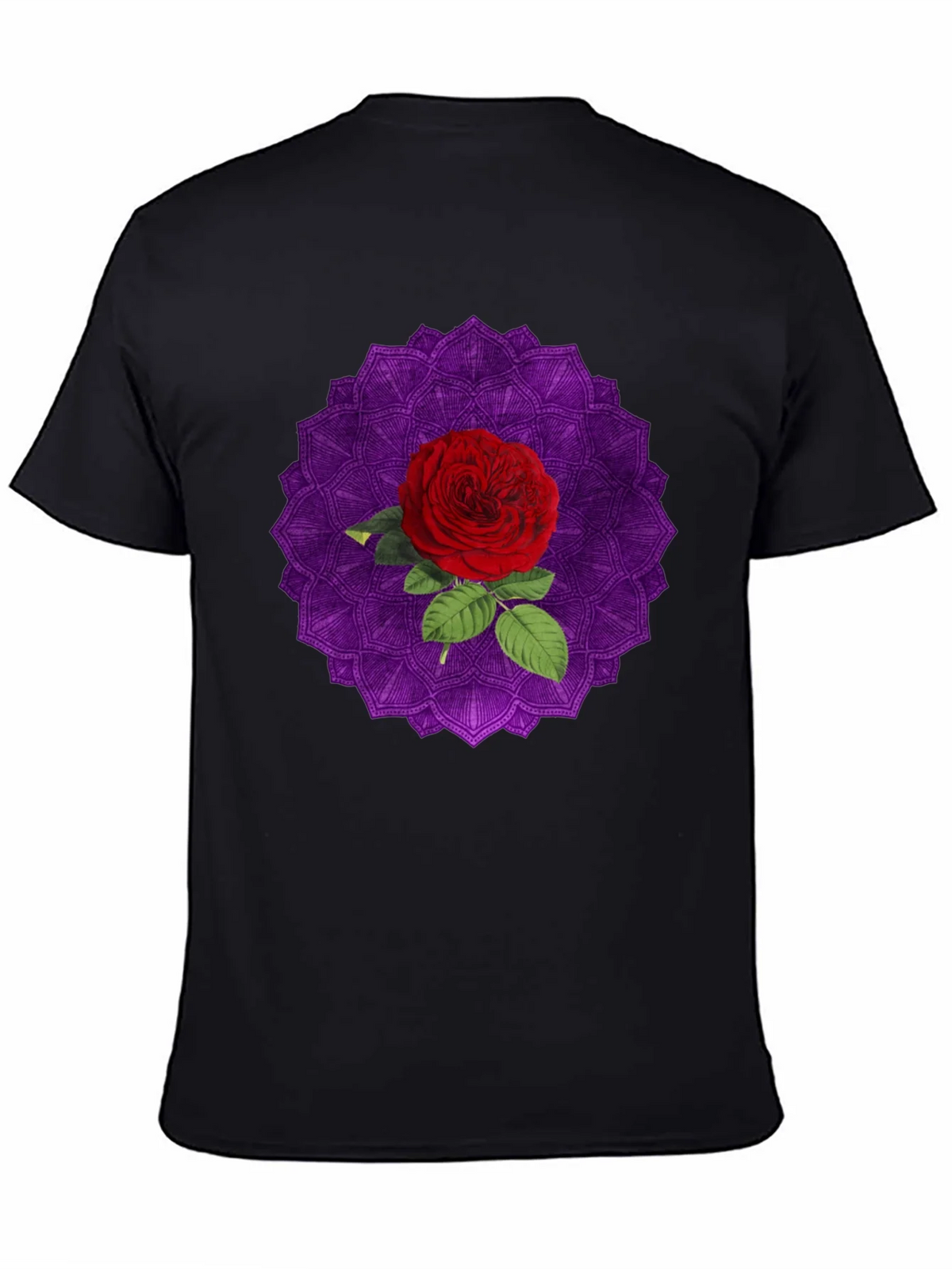 Rose Mandala Graphic Black T-Shirt product image 4