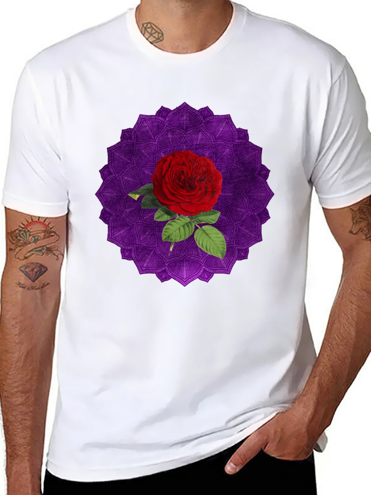 Rose Mandala Graphic Black T-Shirt product image 7