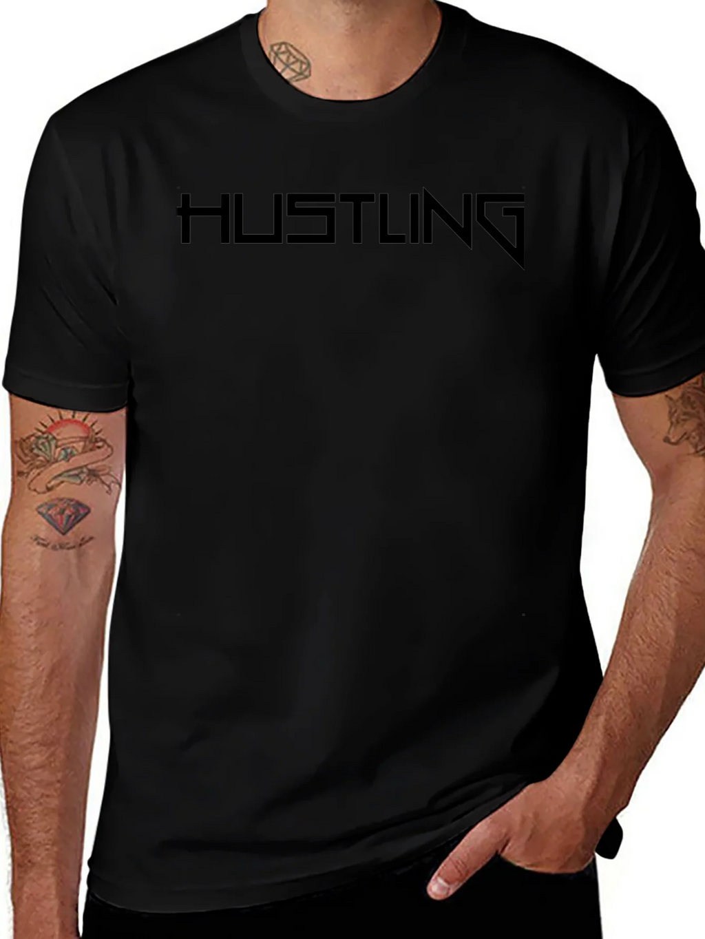 Hustling Black Graphic T-Shirt product image 1