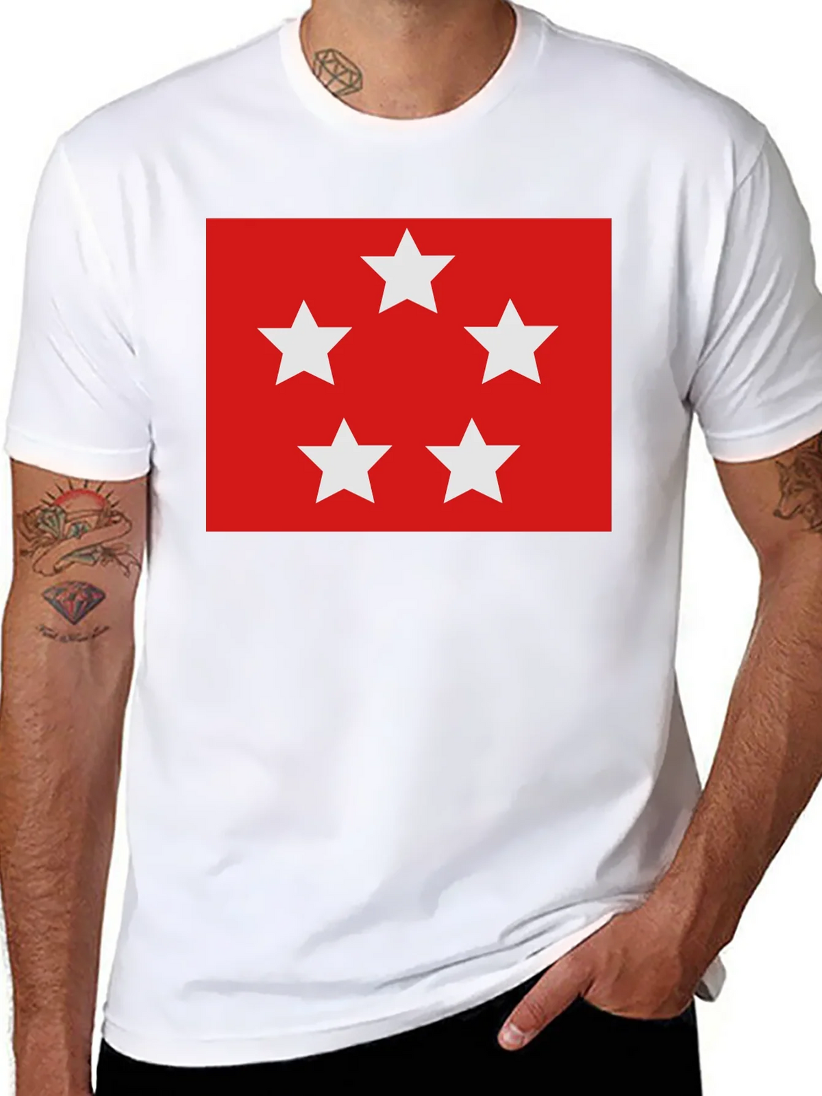 Red Five Star T-Shirt - Soft Cotton Blend Casual Wear product image 7