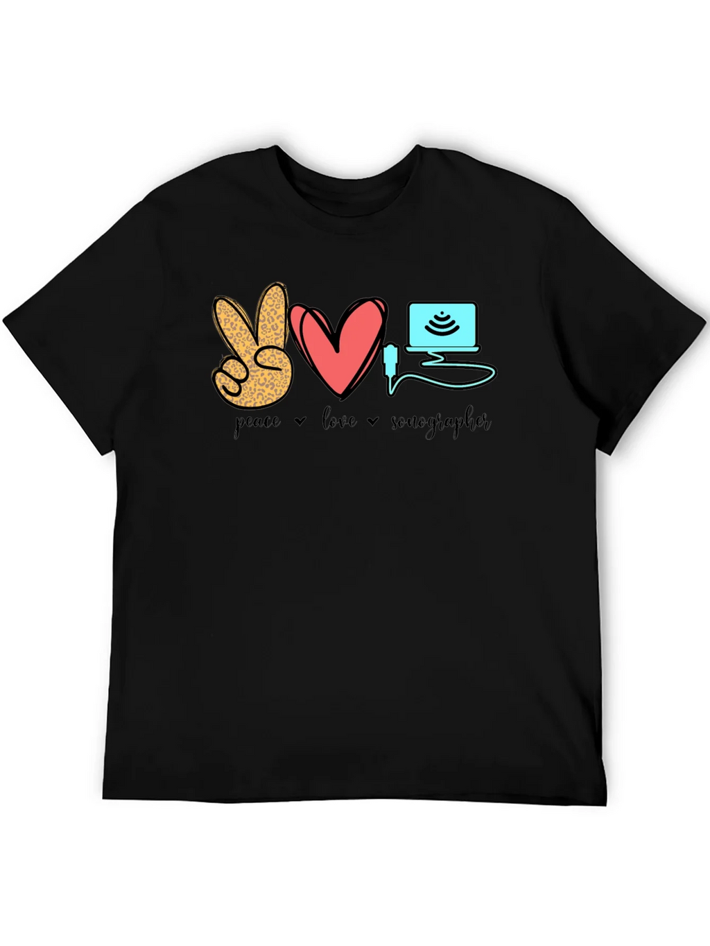 Peace Love Sonographer T-Shirt - Medical Ultrasound Tee product image 5
