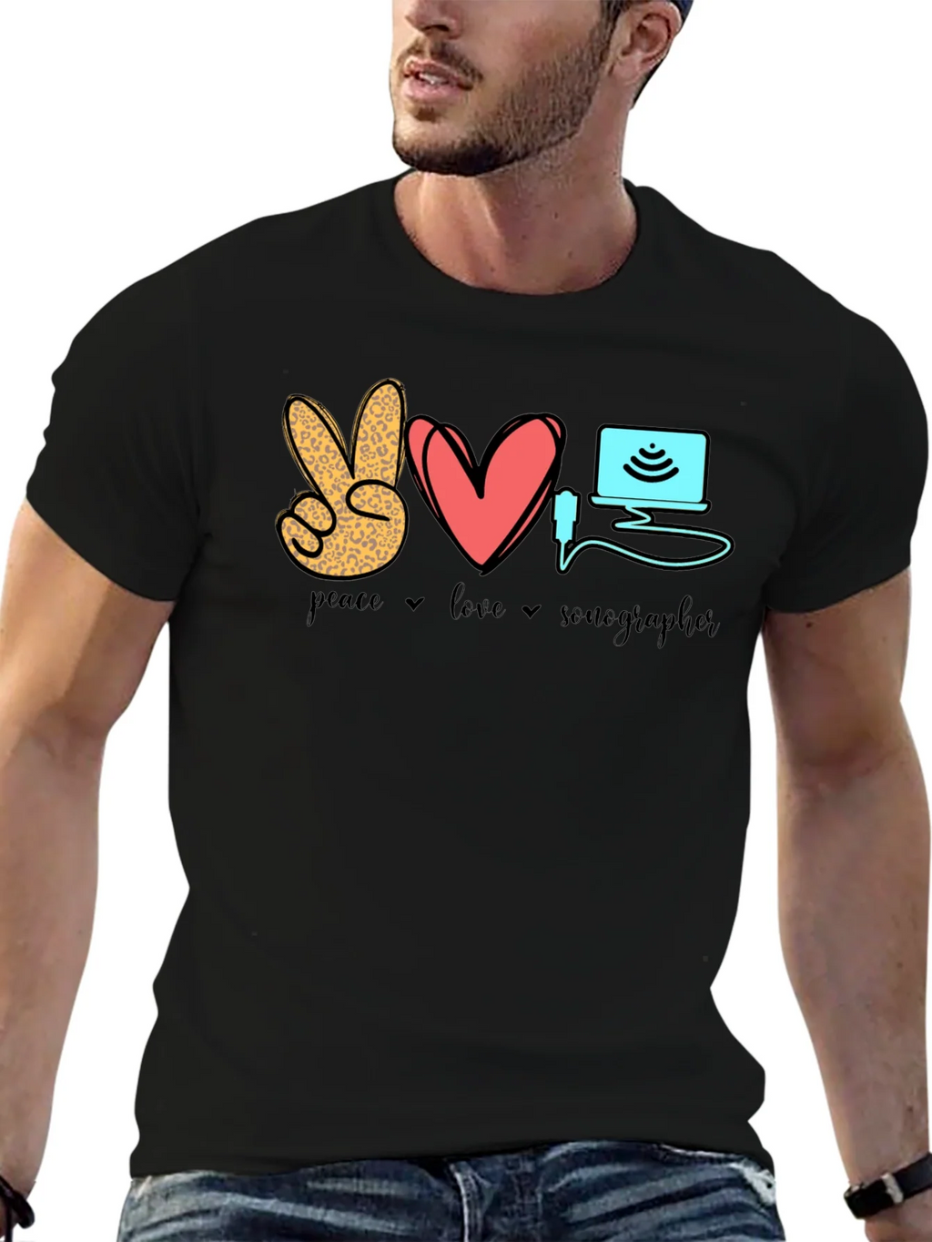 Peace Love Sonographer T-Shirt - Medical Ultrasound Tee product image 6