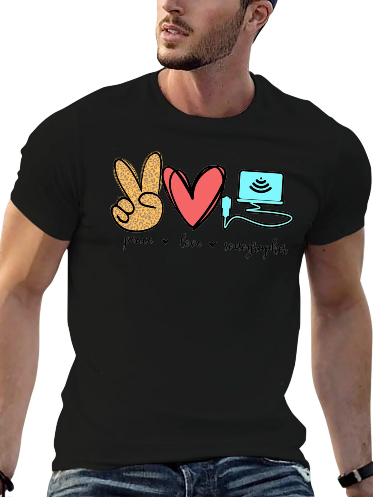 Peace Love Sonographer T-Shirt - Medical Ultrasound Tee product image 6
