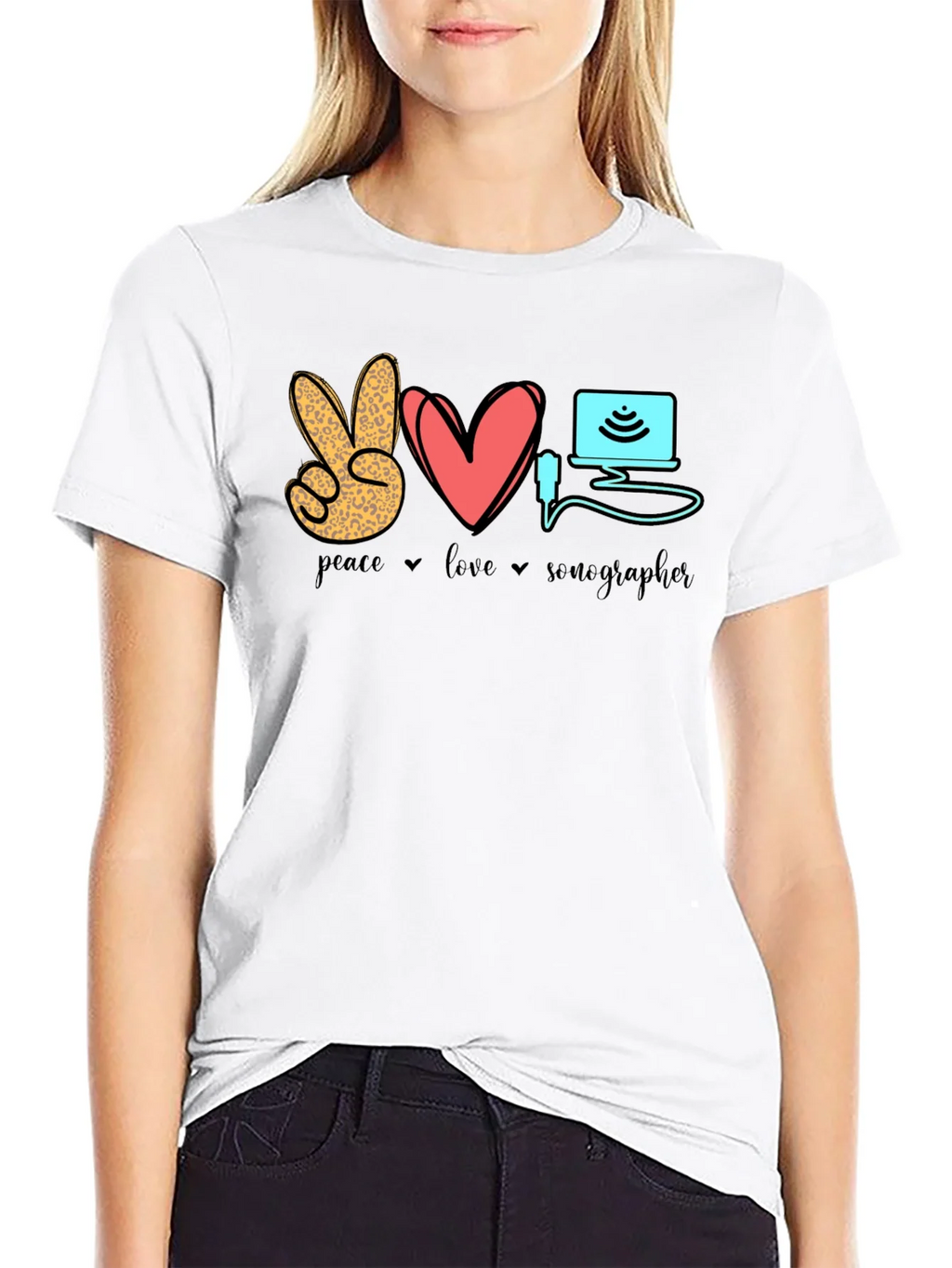 Peace Love Sonographer T-Shirt - Medical Ultrasound Tee product image 8