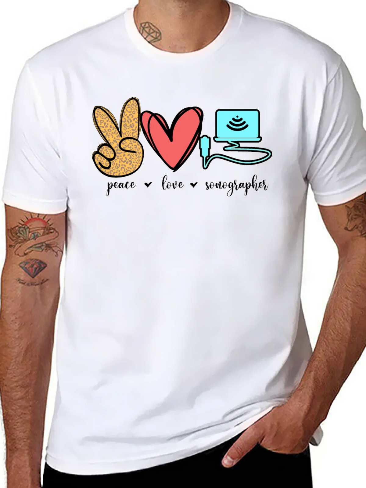 Peace Love Sonographer T-Shirt - Medical Ultrasound Tee product image 7