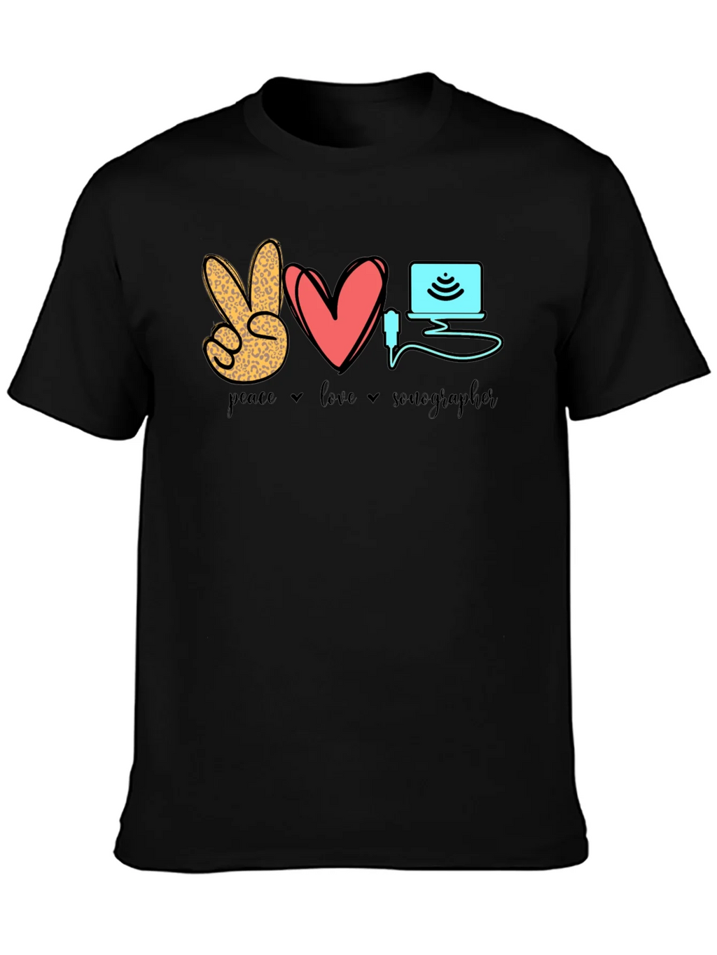 Peace Love Sonographer T-Shirt - Medical Ultrasound Tee product image 3