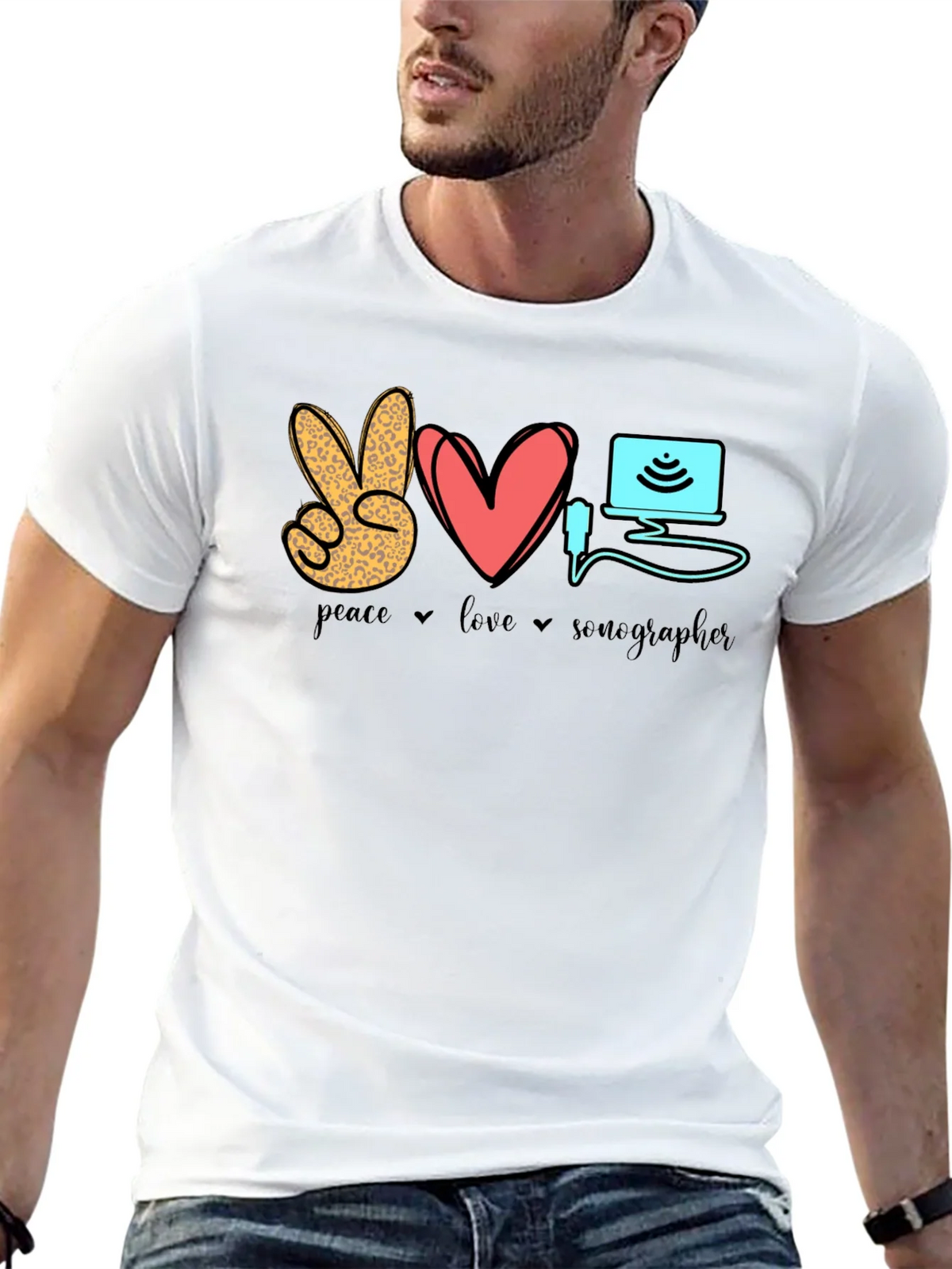Peace Love Sonographer T-Shirt - Medical Ultrasound Tee product image 12