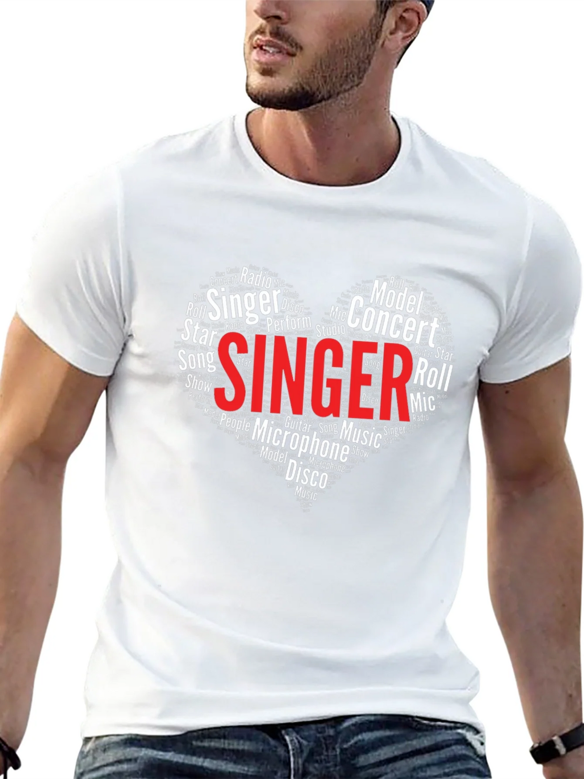 Singer Word Art Heart T-Shirt - Music Lover Tee product image 11