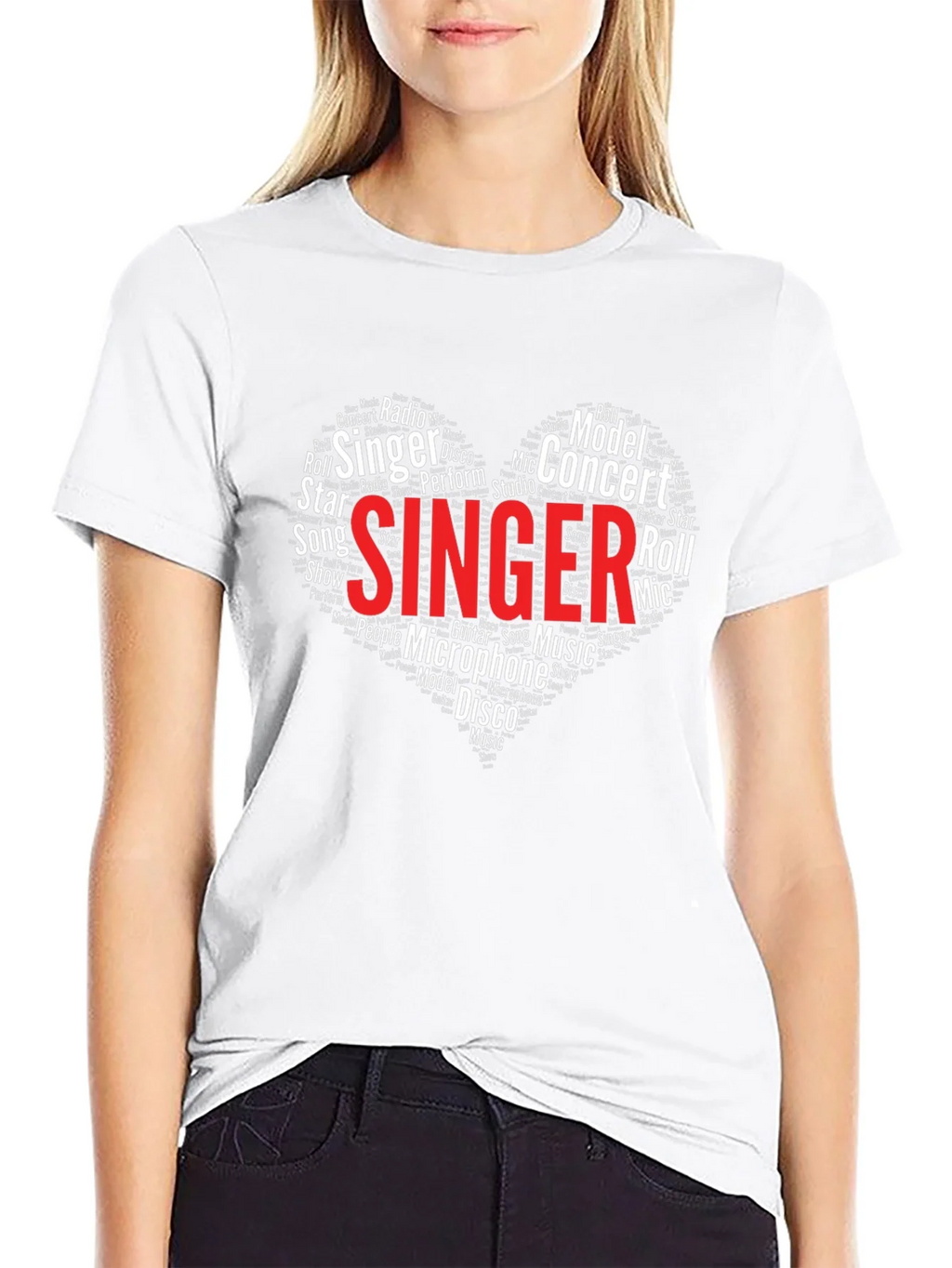 Singer Word Art Heart T-Shirt - Music Lover Tee product image 8