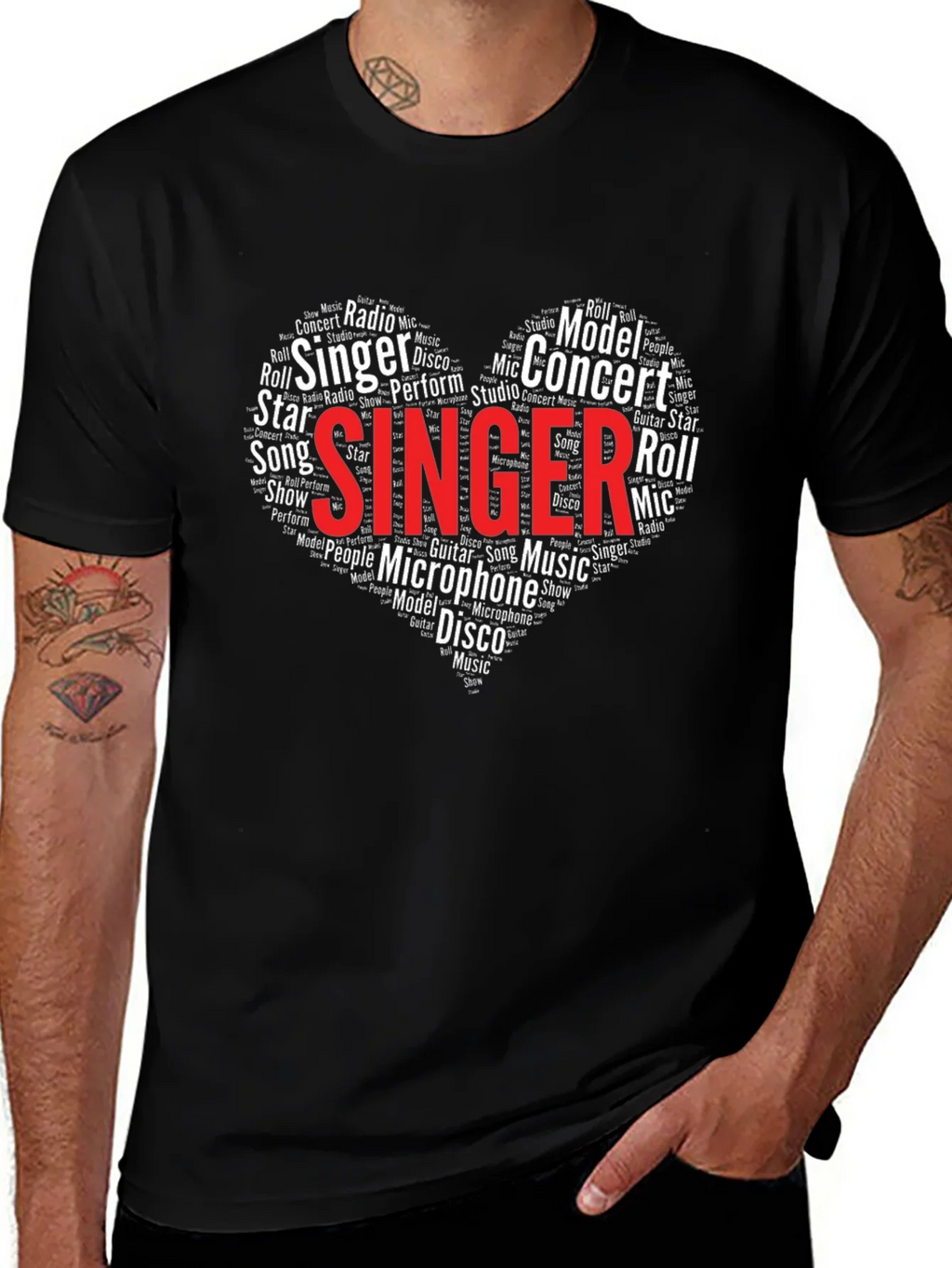 Singer Word Art Heart T-Shirt - Music Lover Tee product image 1