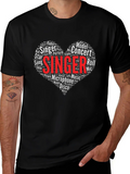 Singer Word Art Heart T-Shirt - Music Lover Tee product image 1