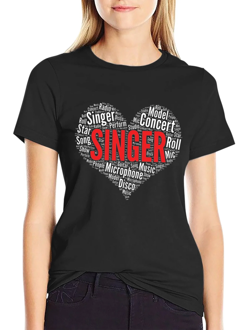 Singer Word Art Heart T-Shirt - Music Lover Tee product image 2