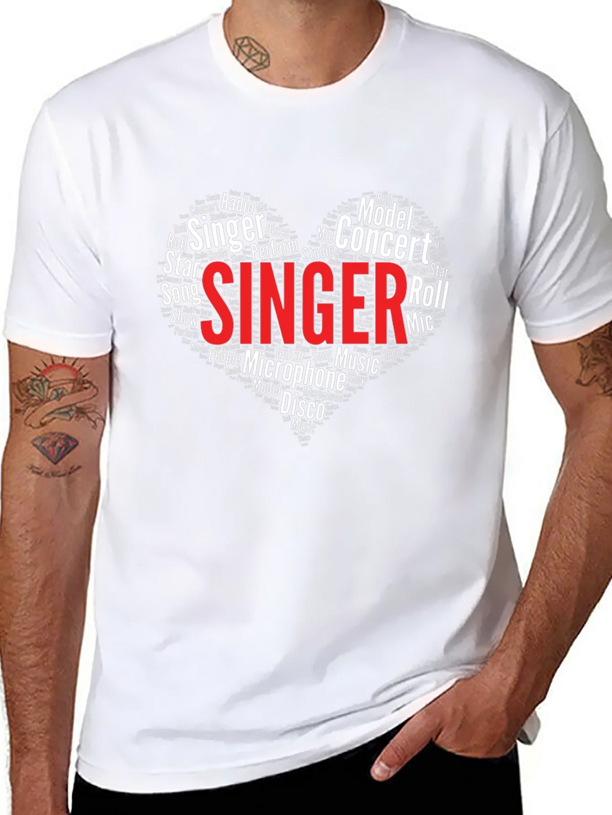 Singer Word Art Heart T-Shirt - Music Lover Tee product image 7