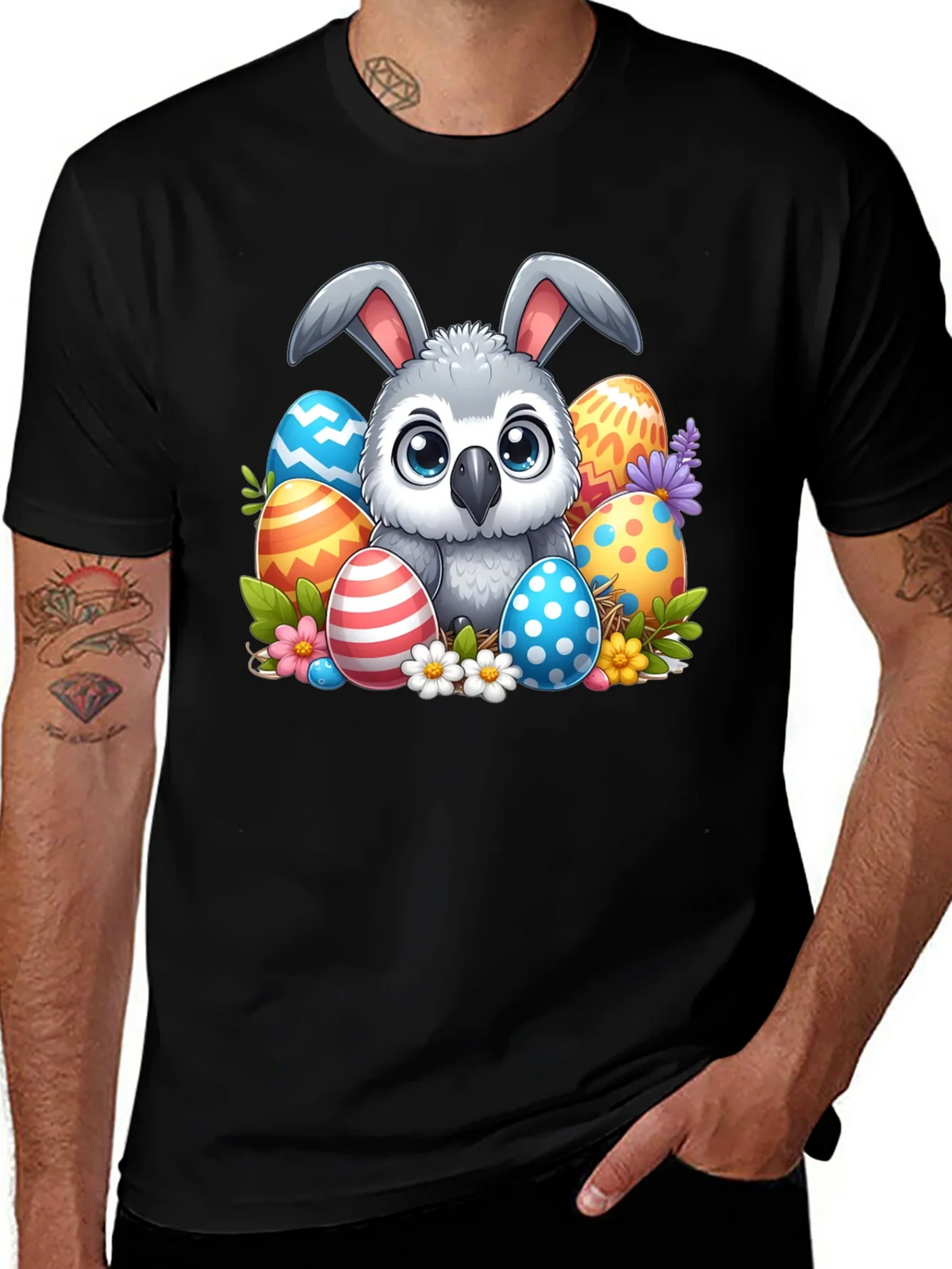 Cute Easter Owl Bunny T-Shirt product image 1
