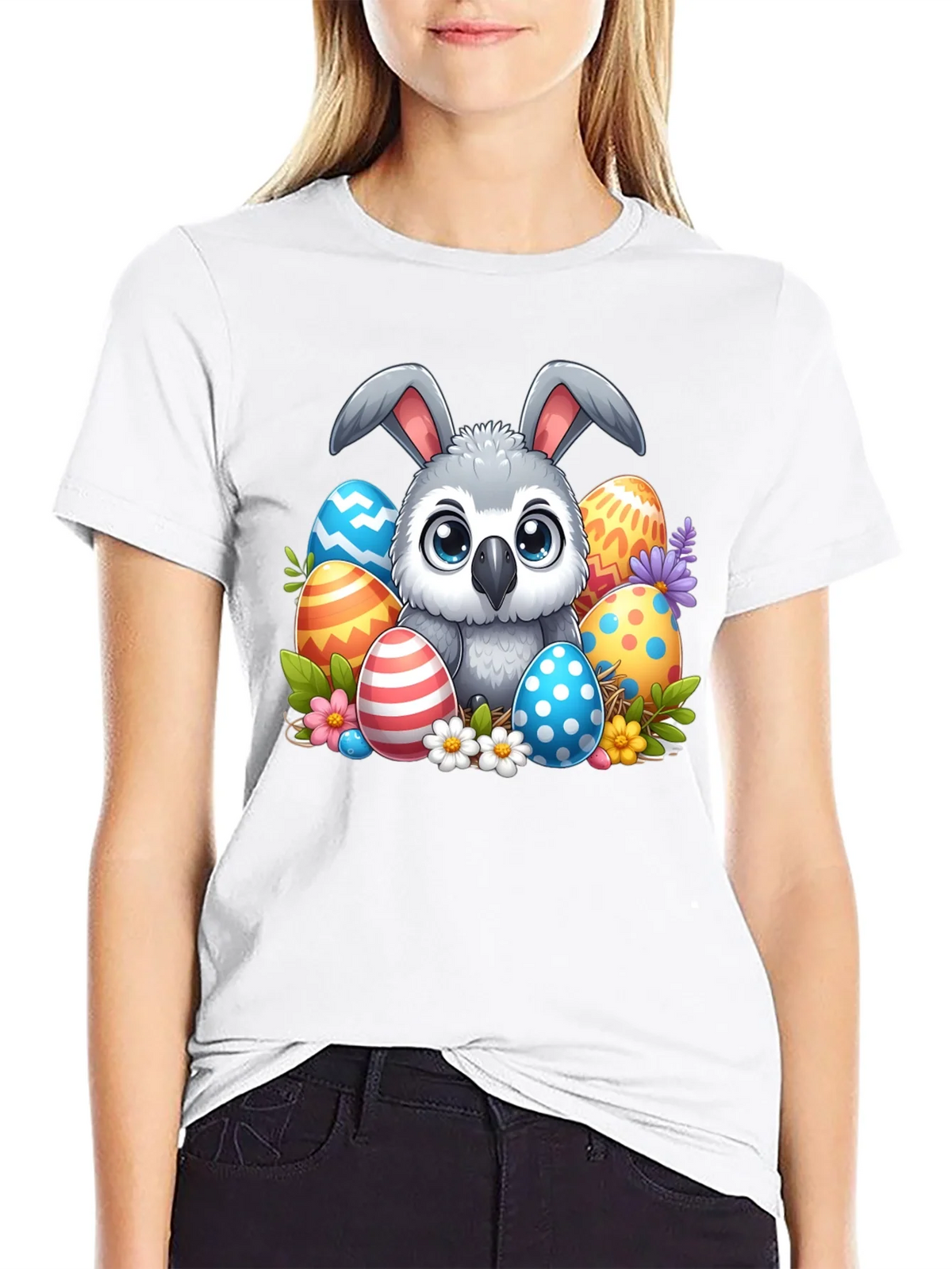 Cute Easter Owl Bunny T-Shirt product image 8
