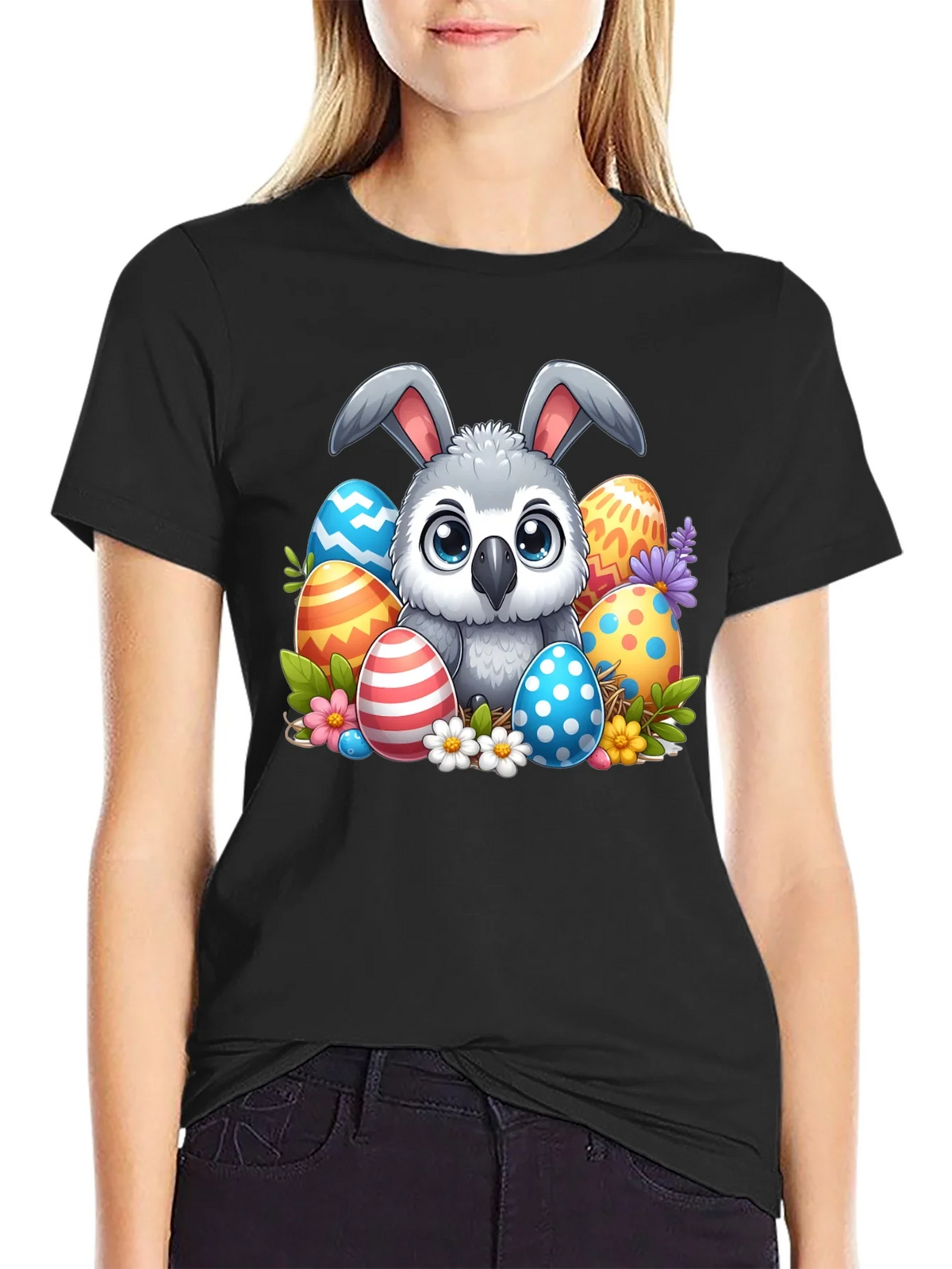 Cute Easter Owl Bunny T-Shirt product image 2