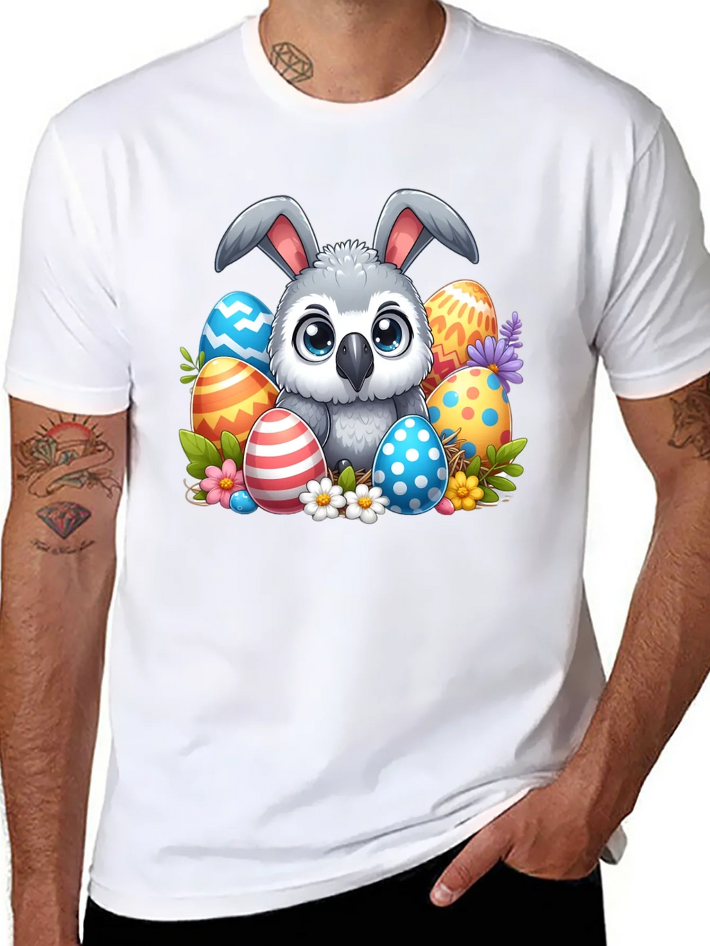 Cute Easter Owl Bunny T-Shirt product image 7