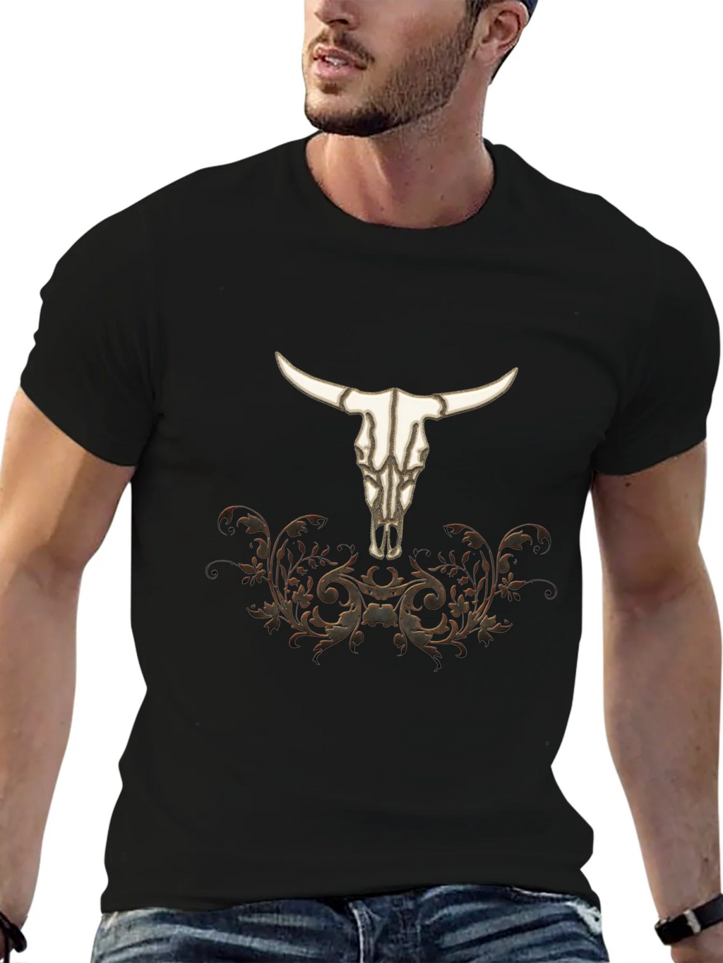 Western Bull Skull Graphic Tee - Black product image 1
