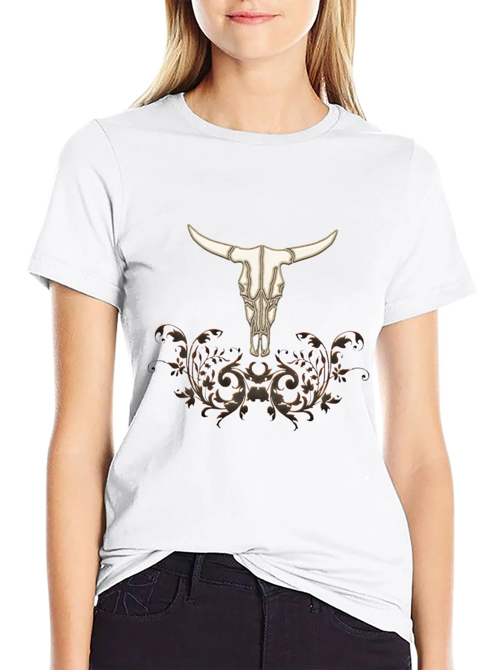 Western Bull Skull Graphic Tee - Black product image 2