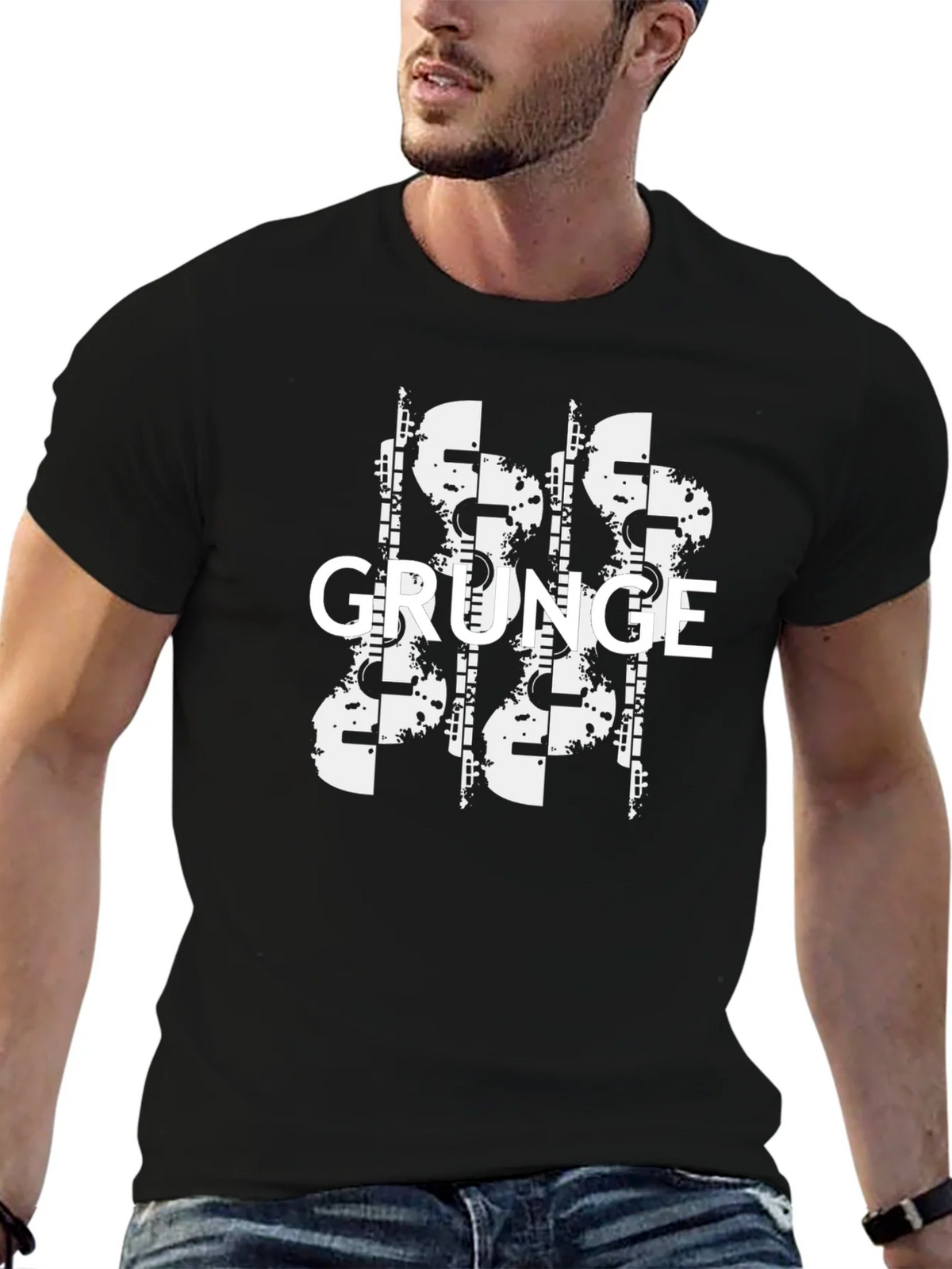 Grunge Graphic Print Black T-Shirt product image 6
